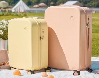 Pastel Colored Suitcases with Four Wheels and Matching Colored Zippers for Travel and School, Mixi Travel Luggage with Free Cover