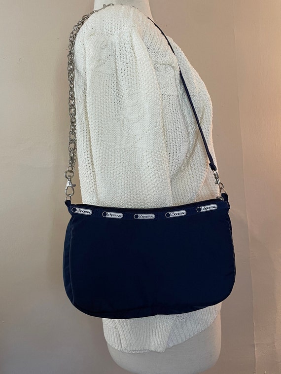 Vintage Lesportsac Shoulder Bag Purse Designer Preppy Navy Cute Basic Classic Chain Silver Staple Small Etsy