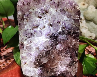 Polished Amethyst Geode Lamp, Cathedral Crystal Cluster, Natural Stone, LED light, USB plug. included Free Gift!!