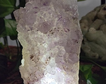 Amethyst Geode Lamp, Cathedral Crystal Cluster, Natural Stone, LED light, USB plug. included Free Gift!!