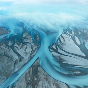 New Zealand Braided River | Aerial View of Glacial River in Southern Alps Print | Landscape Photo Wall Art