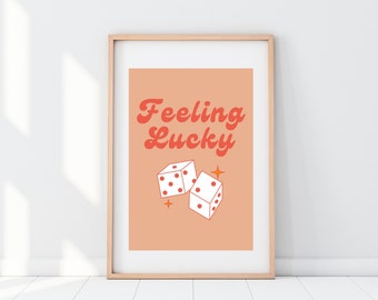 Feeling Lucky, Retro Wall Art, Trendy Retro Printable Art, Dice Art, Retro Dict, DIGITAL DOWNLOAD