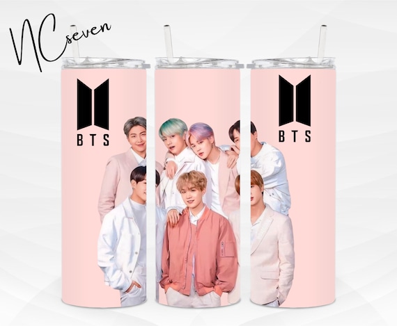 BTS 20oz Skinny Tumbler Wrap | Bangtan Army Template Pink Aesthetic PNG  Sublimation Design