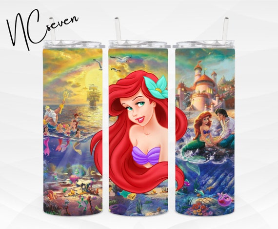 Little Mermaid 20oz Skinny Tumbler Wrap | Princess Ariel and Prince Eric  PNG Sublimation Design