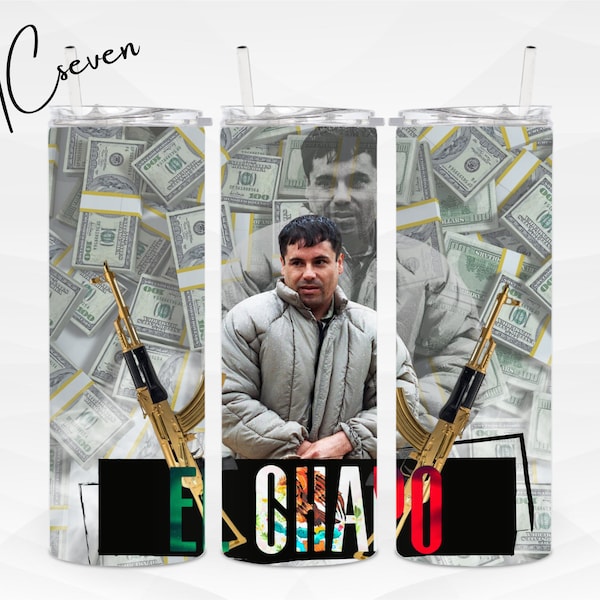 El Chapo Guzman 20oz Skinny Tumbler Wrap | JGL  Corridos Tumbados PNG Instant Download