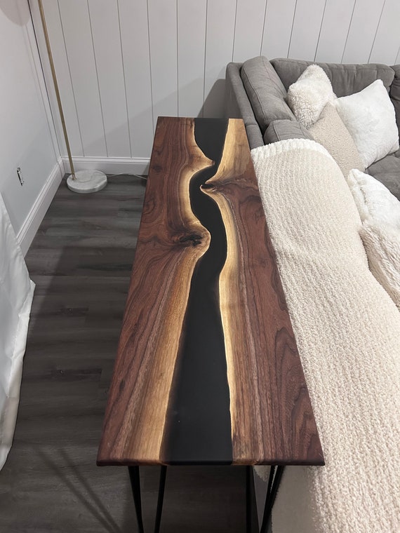 Console Table: Black Walnut Console Table, Epoxy River Console Table, Handmade Console Table, Sofa Table, Couch Table