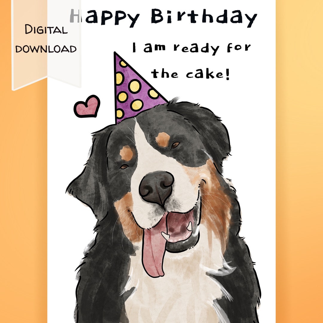 Printable Dog Birthday Card, Printable Birthday Card Funny, 5 X 7