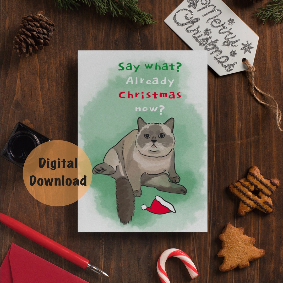 Printable Cat Christmas Card