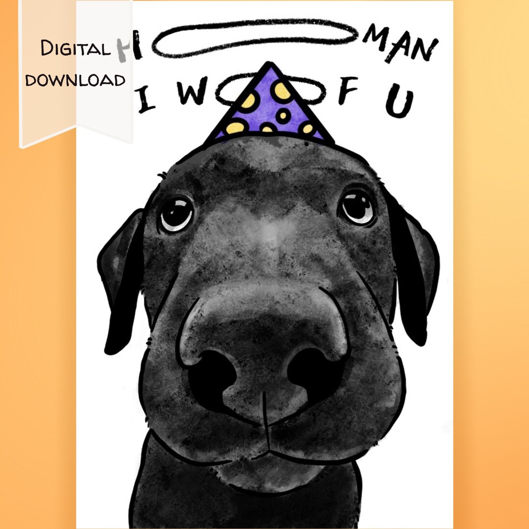Printable Blackdog Birthday Card, Printable Birthday Card Funny, 5 X 7 ...