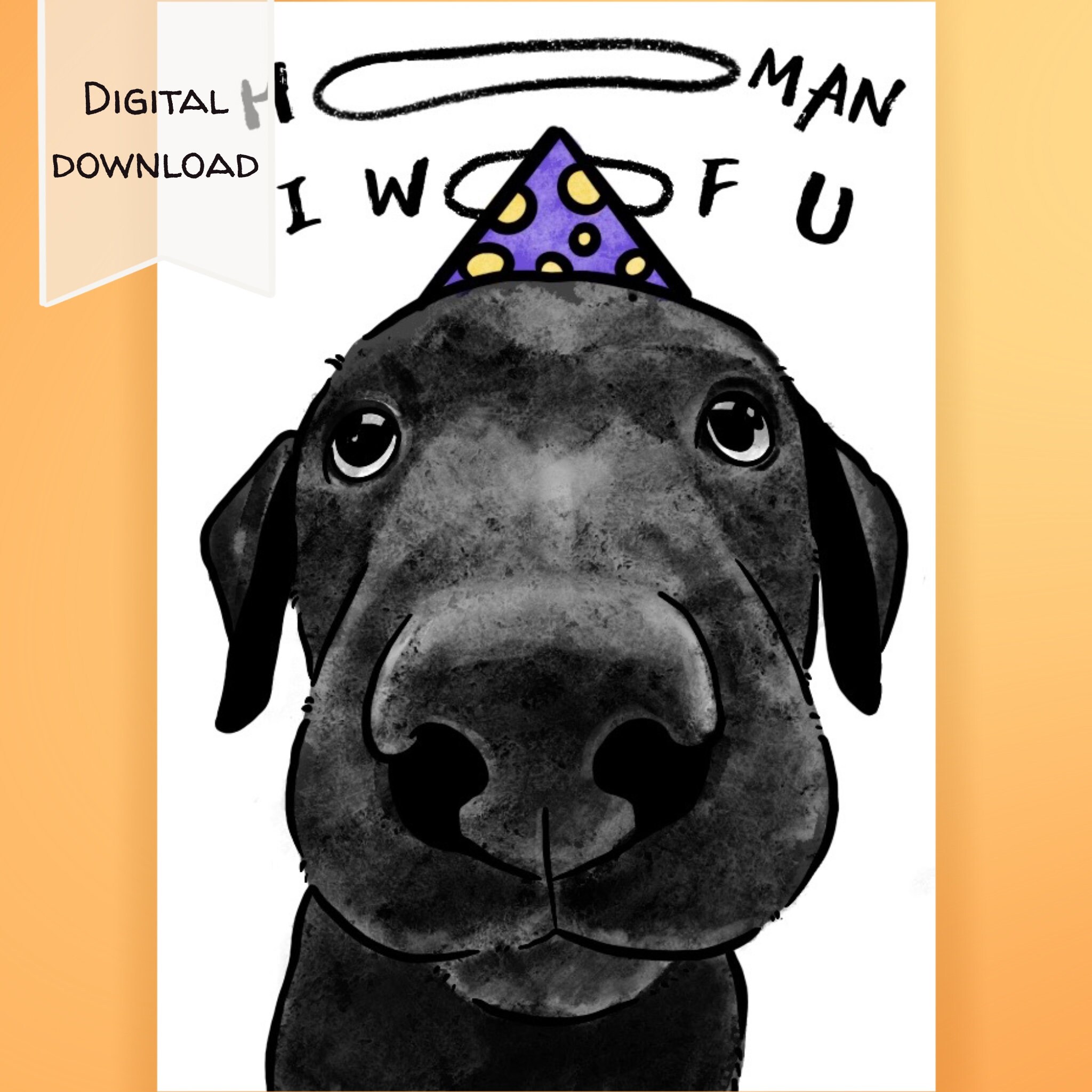 Printable Blackdog Birthday Card, Printable Birthday Card Funny, 5 X 7 ...