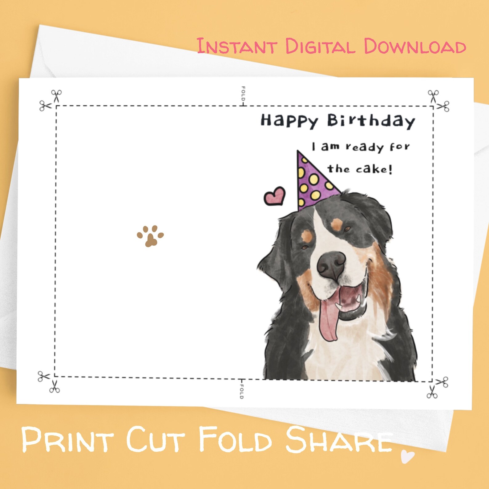 Printable Dog Birthday Card, Printable Birthday Card Funny, 5 X 7 ...