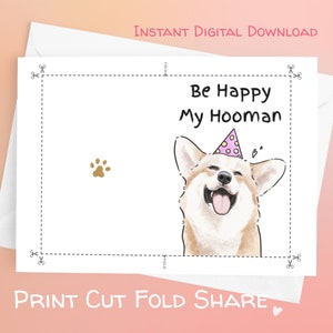 Printable Corgi Dog Birthday Card, Printable Birthday Card Funny, 5 X 7 ...