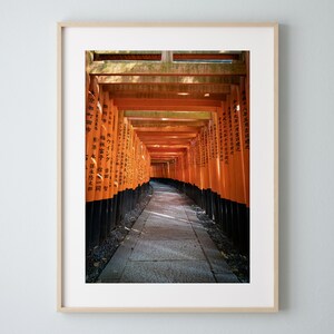 Japanese Torii Gates Sunrise, Fushimi-Inari Shrine, Kyoto Japan Photography Wall Art Print Poster