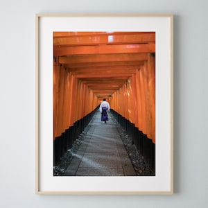 Journey to Mount Inari, Fushimi-Inari Shrine, Torii Gates Architecture Kyoto Japan Photography Wall Art Print Poster
