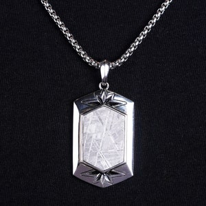 Stainless Steel Meteorite Pendant Necklace