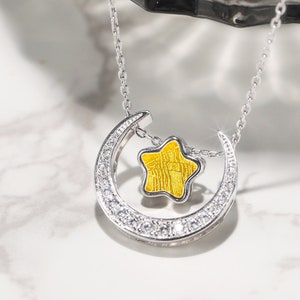 Meteorite pentagram set zircon necklace for women