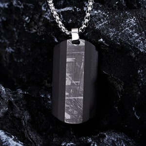 Men's Meteorite and Carbon Fiber Necklace - Unique and Stylish Gift for Him