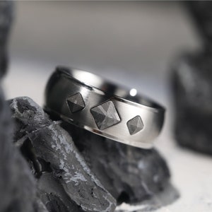 Meteorite Stainless Steel Men&#39;s Wedding Ring: Interstellar Anniversary Band