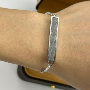 Adjustable Muonionalusta Stainless Steel Meteorite Bracelet - Unisex