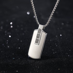 Unique Men&#39;s Pendant Made of Iron Meteorite and Stainless Steel
