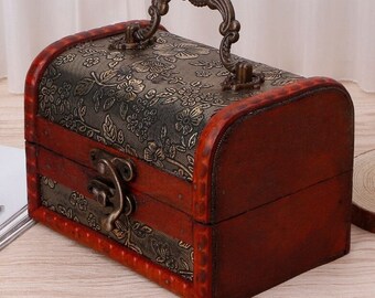 vintage wooden floral jewelry trinket box handmade jewelry storage decorative wooden jewelry box for women jewelry classic watch box