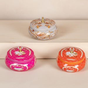 Handbemalte Schmuckbox, dekoratives Metallgefäß mit Deckel