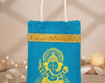 Ganesha Jute Bag, Indian Return Gift, Diwali Favor Bag, Thamboolam