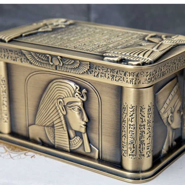 vintage egypt pharaoh jewelry box, egyptian gift storage box, handmade antique box for watch indian handicraft antique jewelry box organizer