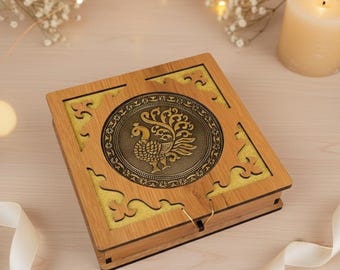 Annapakshi Wooden Dry Fruit Box, Peacock Return Gift