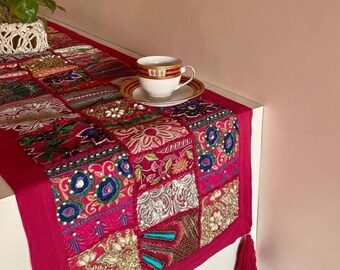 Bieżnik na stół w stylu boho patchwork, wystrój w stylu vintage w stylu indyjskim
