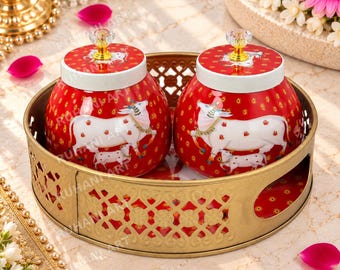 Pichwai Cow Gift Hamper Tray, Shagun Wedding Favors Gift - Etsy