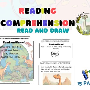 Kindergarten bis Klasse 2 Leseverständnis Lesen und Zeichnen Aktivität Arbeitsblatt PDF - Instant Download