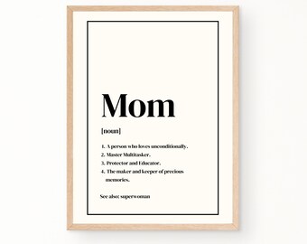 Mother Definition Print | Gifts for Mom | Gifts for Her | Printable Wall Art | New Mom Gifts | Minimalist Print | Family | Digital Download