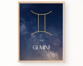 Gemini Wall Art | Gemini Zodiac Print | Astrology Gifts | Gemini Art | Zodiac Printable | Zodiac Birthday Gift | Digital Download