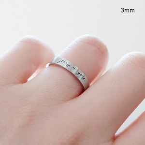 3mm Hangul Ring, Engraved Ring Korean Name Surgical Steel 3mm Hangul Ring, Korean Name, Kpop Custom, BTS Ring, 보라해