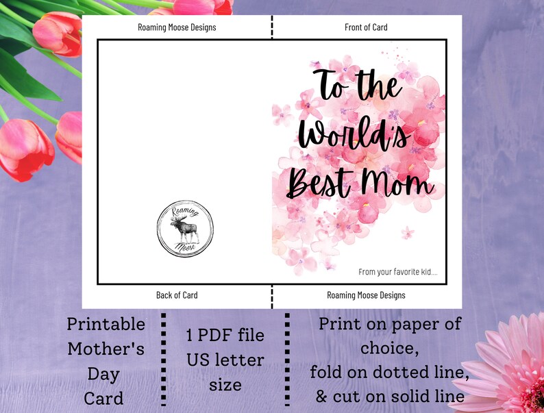 Printable Mother's Day Card Instant Download 5x7 Card - Etsy