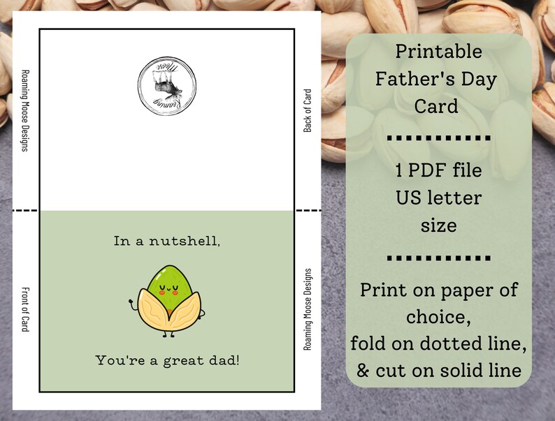 Printable Father's Day Greeting Card, Instant Download, Father's Day