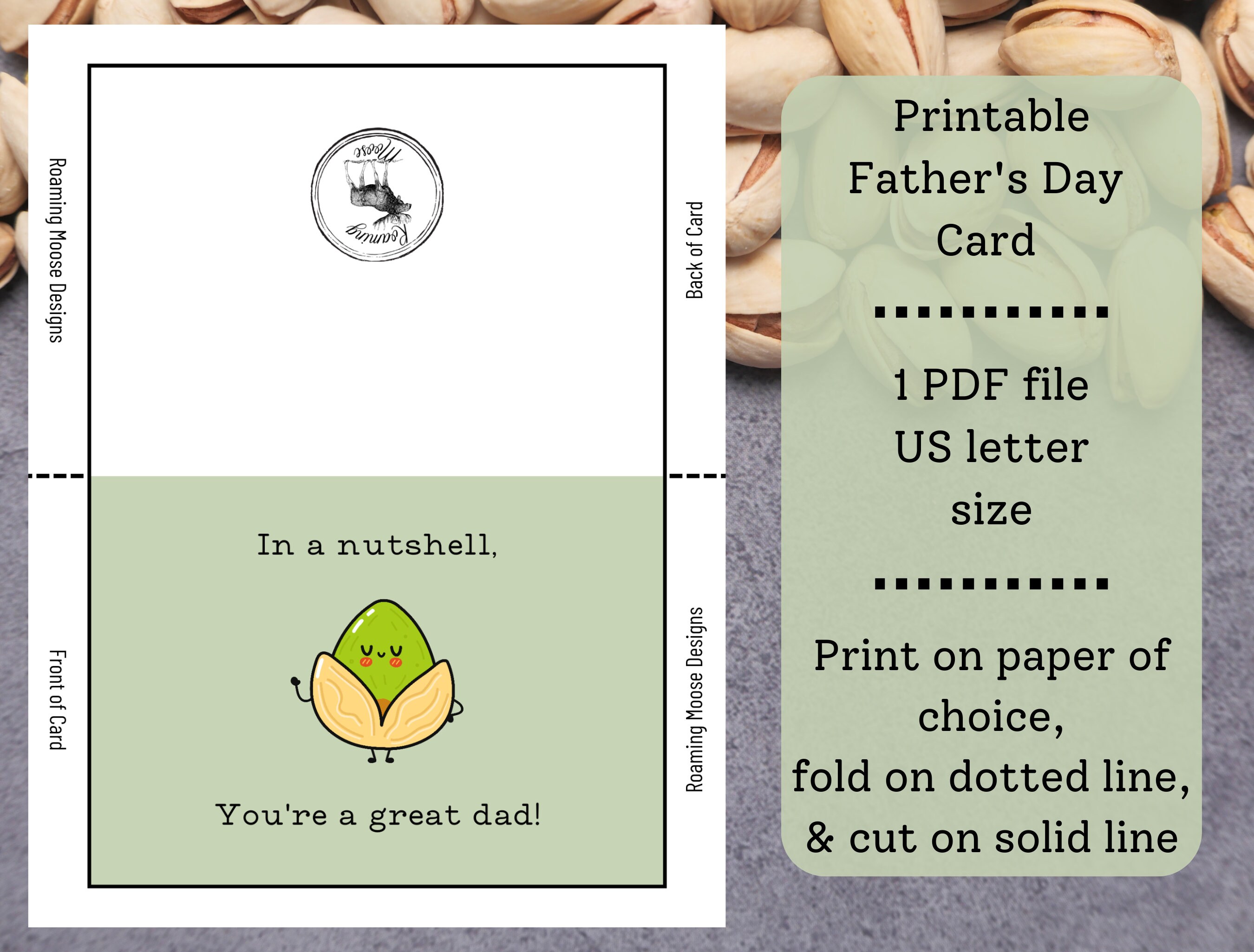 Printable Father's Day Greeting Card, Instant Download, Father's Day
