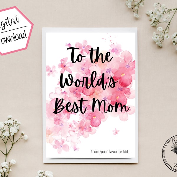 Printable Mother's Day Card, Instant Download, 5x7 card, Downloadable Mother's Day Card, Floral Mother's Day Card, Funny Mother's Day Card