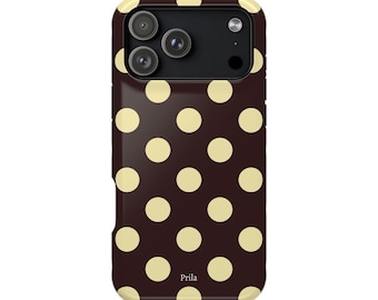 Funda para teléfono color crema con lunares