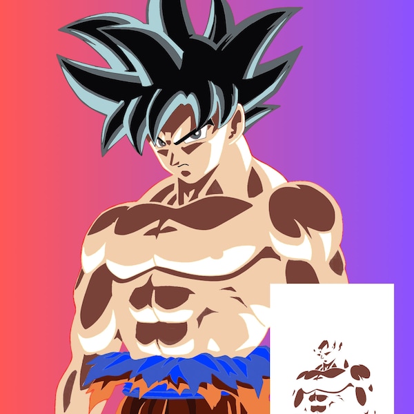 Goku ui multi 10 couches design pochoir, anime, Portrait, Art numérique, pochoir, découpe PNG, peinture en aérosol, téléchargement de fichiers