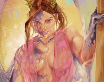 Póster de Dragon Girl: Arte original del personaje Kazzy / Monster Girl Waifu