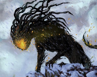 Impresión de monstruo felino de Death Stranding - Obra de arte de BT Catcher / Arte mural de monstruos