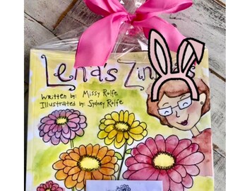 Lena's Zinnias children's book signed by author - kids book - kids gardening book, Easter gift for kids