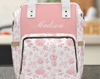 Custom Flower Diaper Bag, Baby Shower Gift, Diaper Bag Backpack, New Mom Gift, Cute Diaper Bag, Multifunctional Diaper Backpack, Cottagecore