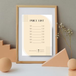 Price List Template, Modern Template, Canva Editable Price List, Small Business Price List Template, Digital Price List