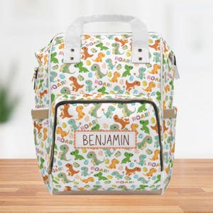 Personalized Diaper Bag Boy, Dinosaur Diaper Bag, Custom Diaper Bag, Boy Diaper Bag Backpack, Baby Shower Gift, Cute Graphic Diaper Bag
