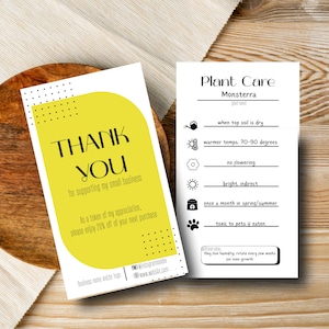 Editable Plant Care Card Template, Canva Printable, Houseplant Care Instructions, Care Instructions Printable