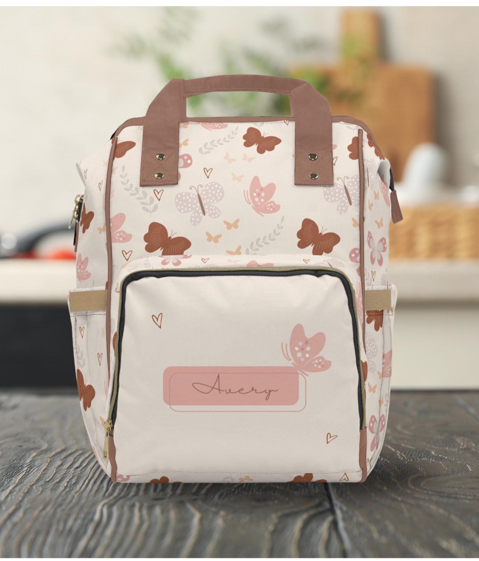 Custom Butterfly Diaper Bag, Personalized Diaper Bag, Baby Shower Gift, Diaper Bag Backpack, New Mom Gift, Multifunctional Diaper Backpack