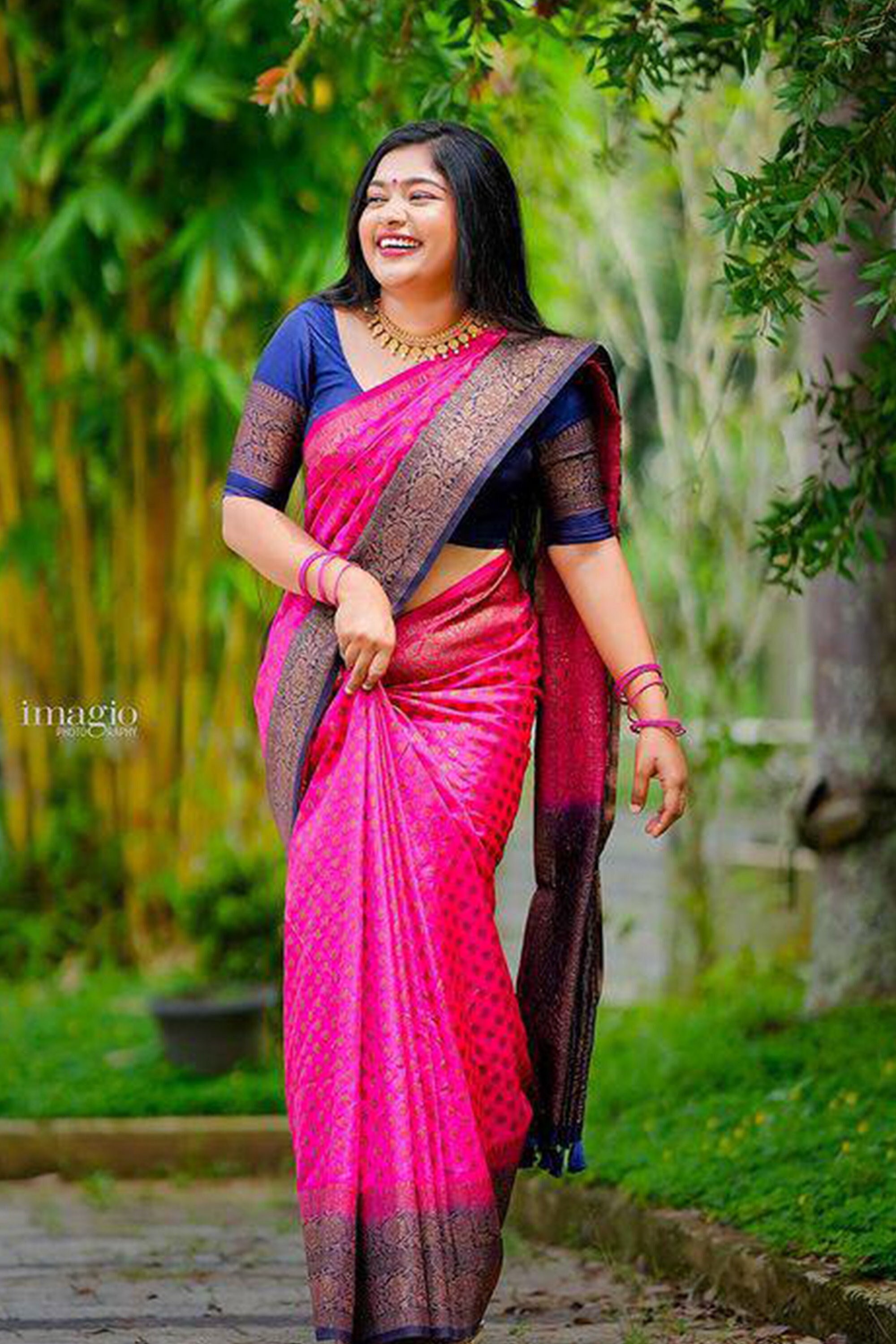 Blue and Pink Saree - Etsy